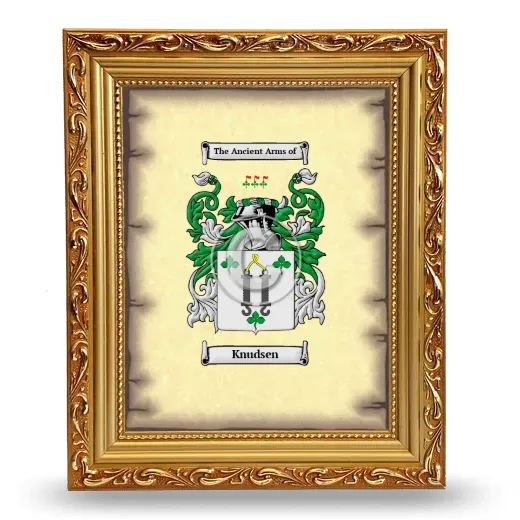 Knudsen Coat of Arms Framed - Gold