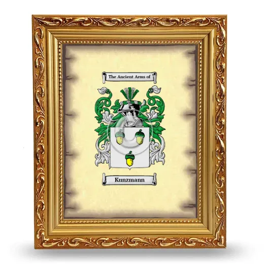 Kunzmann Coat of Arms Framed - Gold