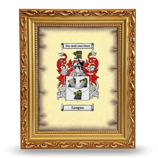 Langan Coat of Arms Framed - Gold
