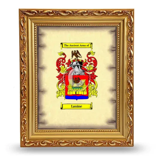 Lanine Coat of Arms Framed - Gold