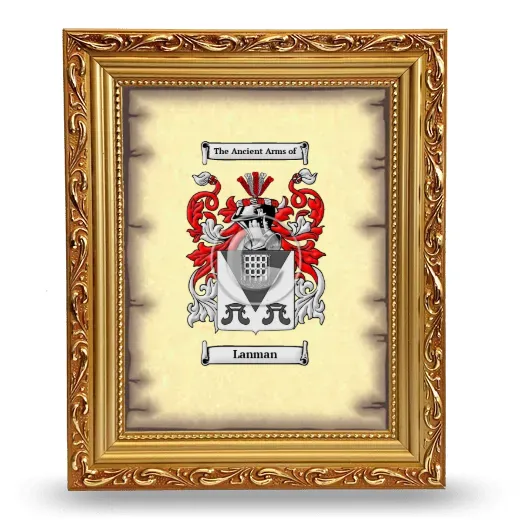 Lanman Coat of Arms Framed - Gold
