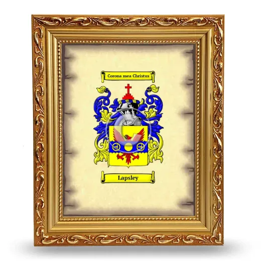 Lapsley Coat of Arms Framed - Gold