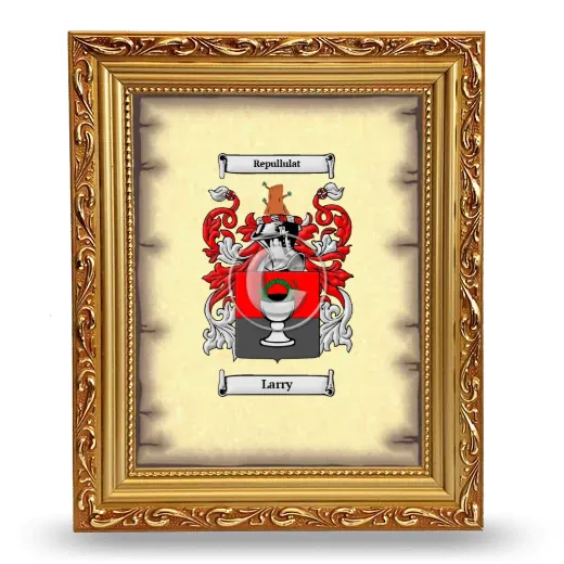 Larry Coat of Arms Framed - Gold