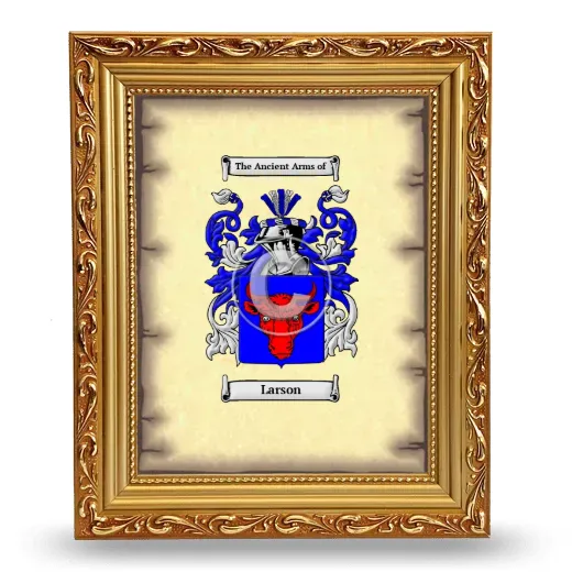 Larson Coat of Arms Framed - Gold