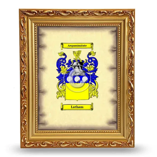 Latham Coat of Arms Framed - Gold