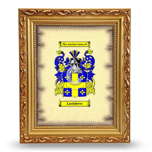 Laviolette Coat of Arms Framed - Gold
