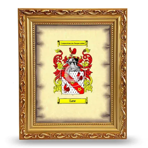 Law Coat of Arms Framed - Gold