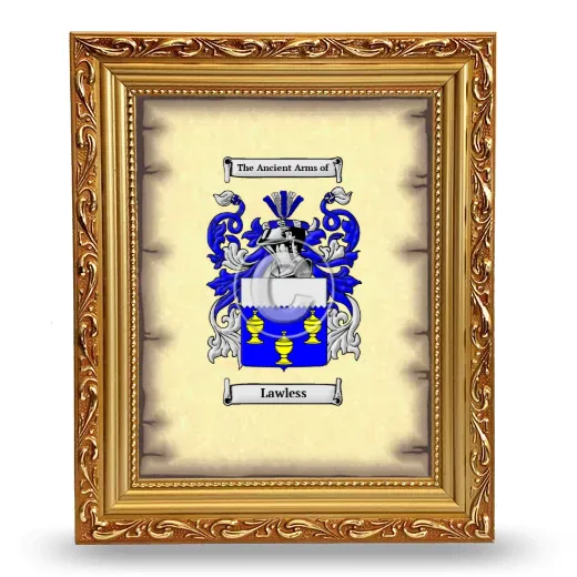 Lawless Coat of Arms Framed - Gold