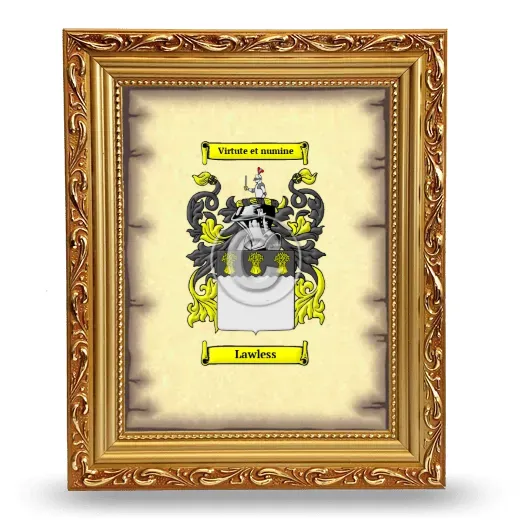 Lawless Coat of Arms Framed - Gold