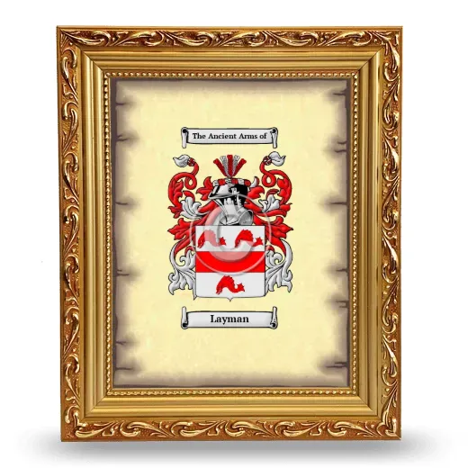 Layman Coat of Arms Framed - Gold