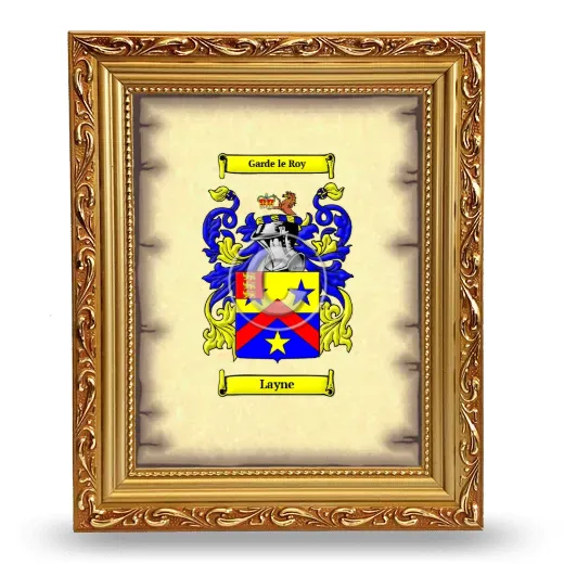 Layne Coat of Arms Framed - Gold