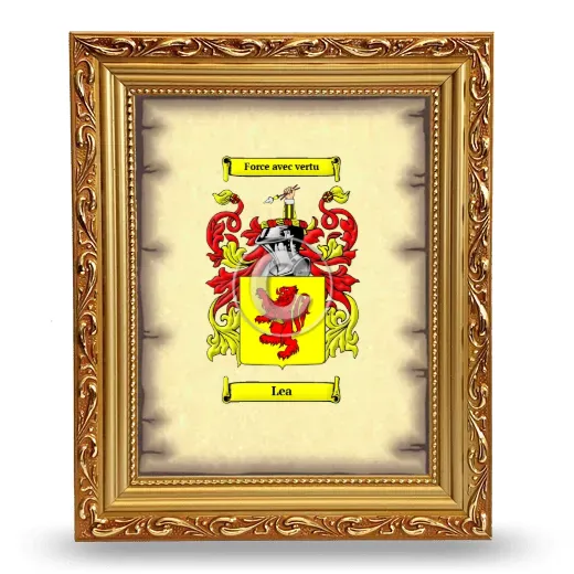 Lea Coat of Arms Framed - Gold