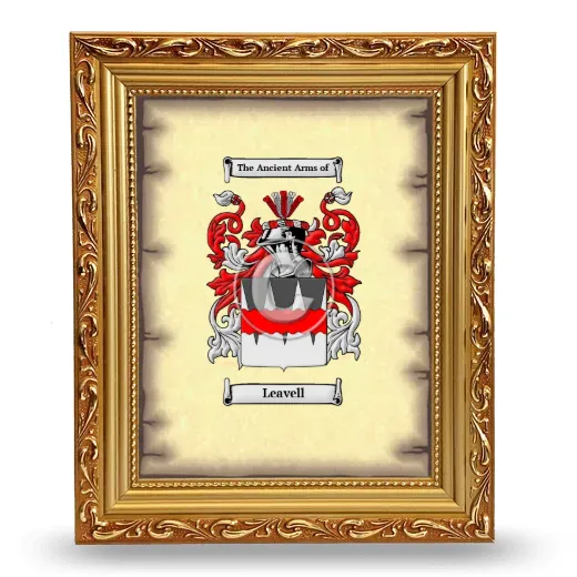 Leavell Coat of Arms Framed - Gold