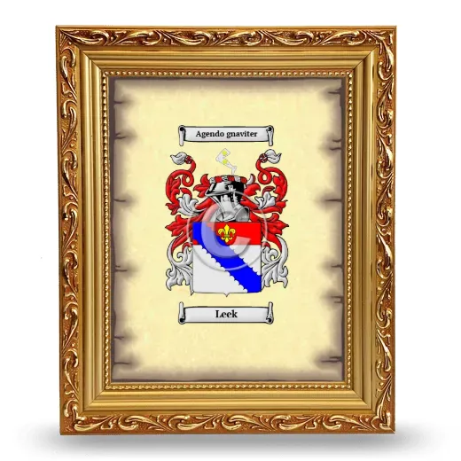 Leek Coat of Arms Framed - Gold