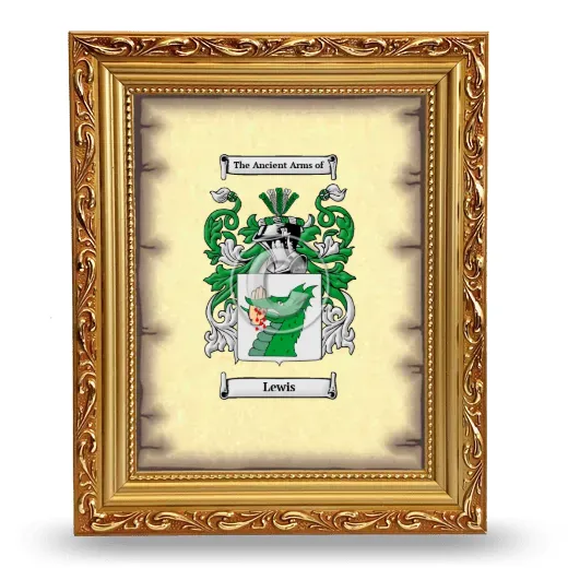 Lewis Coat of Arms Framed - Gold