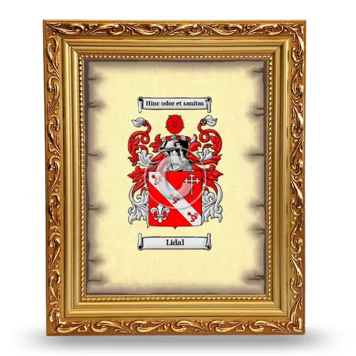Lidal Coat of Arms Framed - Gold