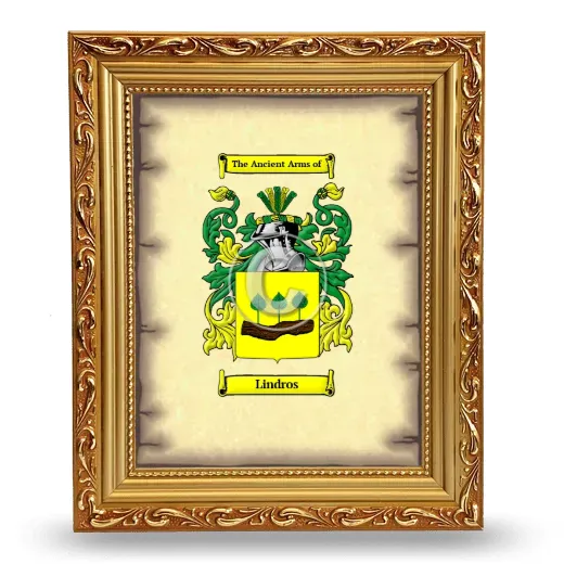 Lindros Coat of Arms Framed - Gold