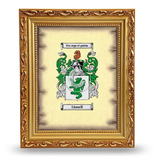 Linnell Coat of Arms Framed - Gold