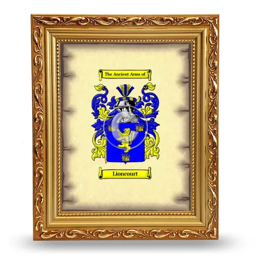 Lioncourt Coat of Arms Framed - Gold