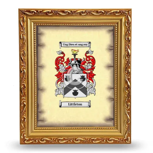 Littleton Coat of Arms Framed - Gold