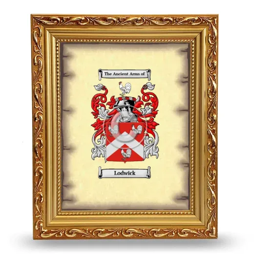 Lodwick Coat of Arms Framed - Gold