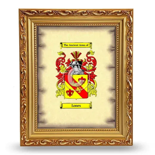 Lones Coat of Arms Framed - Gold