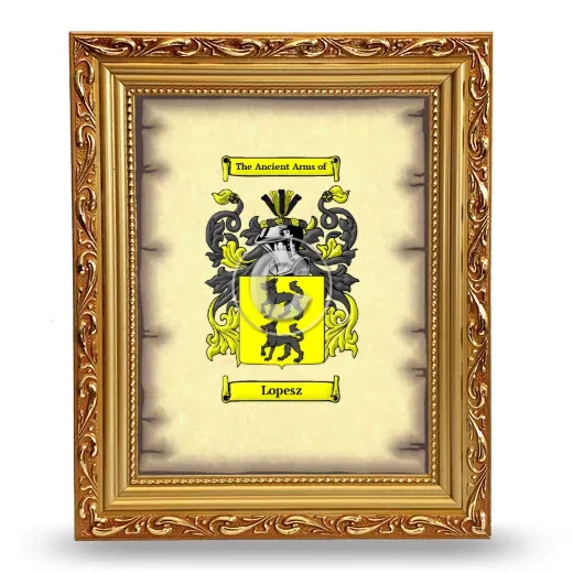 Lopesz Coat of Arms Framed - Gold