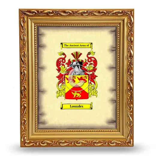 Loundes Coat of Arms Framed - Gold