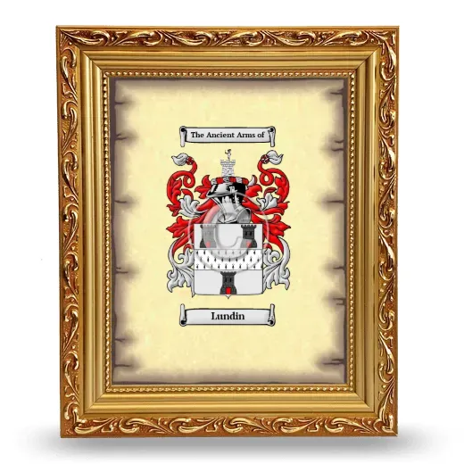 Lundin Coat of Arms Framed - Gold