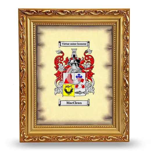 MacClean Coat of Arms Framed - Gold