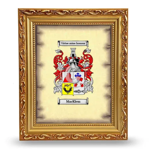 MacKlem Coat of Arms Framed - Gold