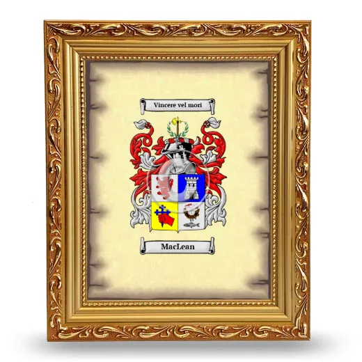 MacLean Coat of Arms Framed - Gold