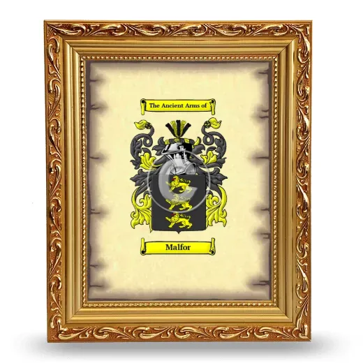 Malfor Coat of Arms Framed - Gold