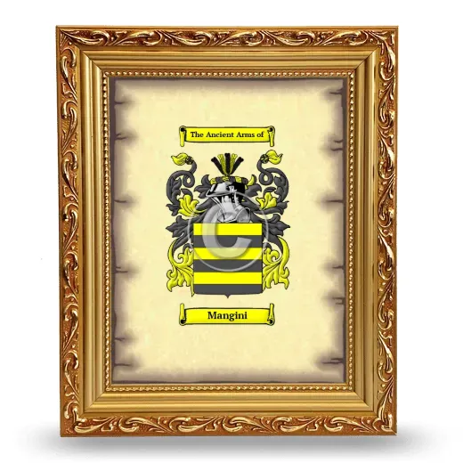 Mangini Coat of Arms Framed - Gold