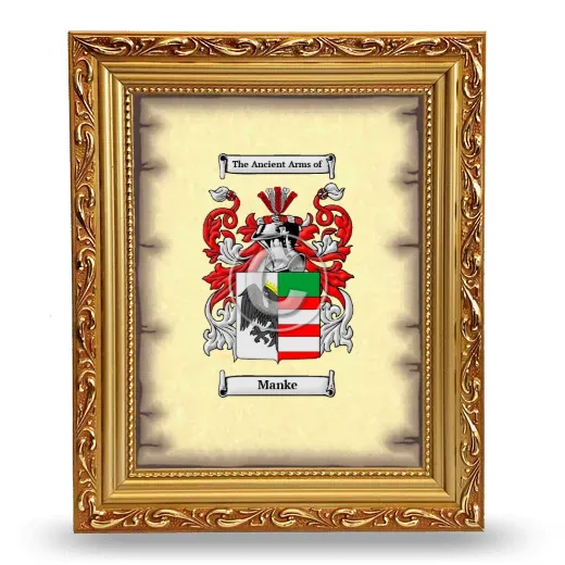 Manke Coat of Arms Framed - Gold
