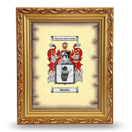 Manley Coat of Arms Framed - Gold