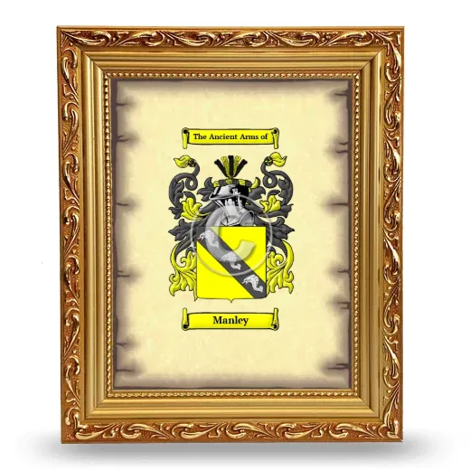 Manley Coat of Arms Framed - Gold
