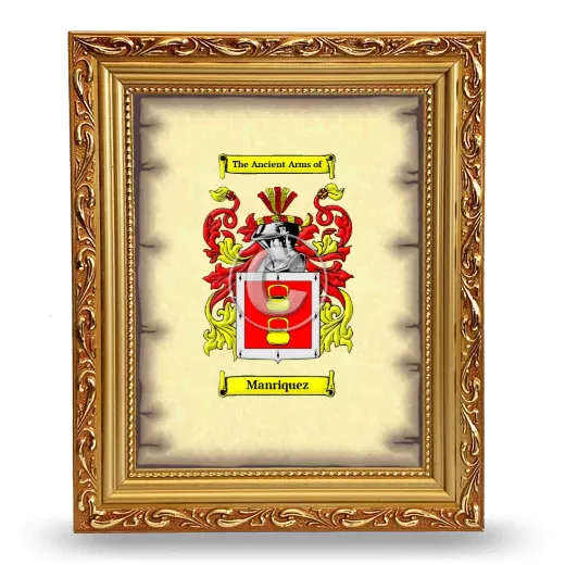 Manriquez Coat of Arms Framed - Gold