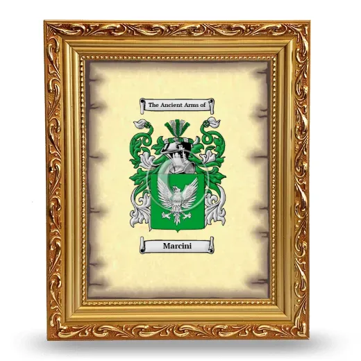 Marcini Coat of Arms Framed - Gold