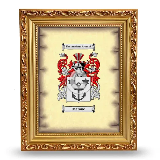 Marone Coat of Arms Framed - Gold