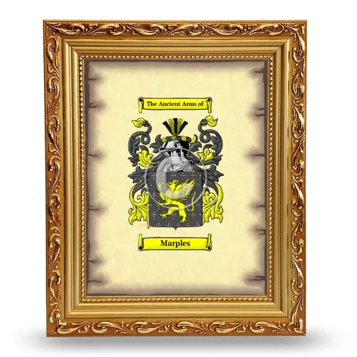 Marples Coat of Arms Framed - Gold
