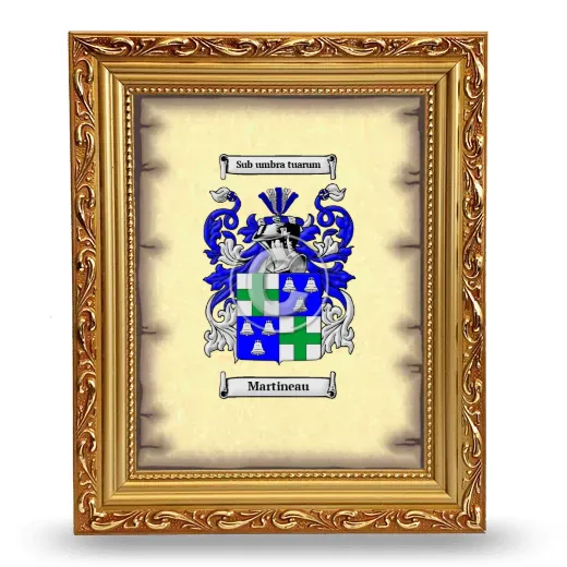 Martineau Coat of Arms Framed - Gold