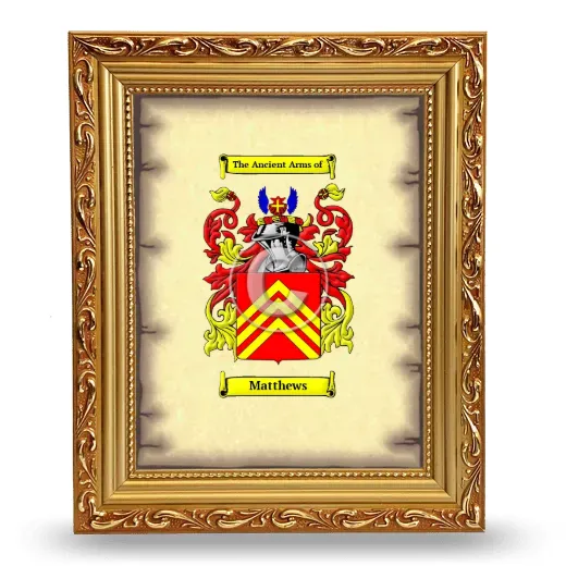 Matthews Coat of Arms Framed - Gold