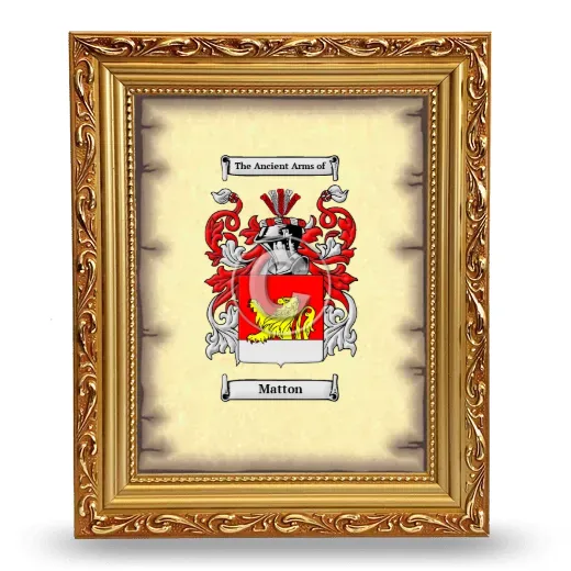 Matton Coat of Arms Framed - Gold