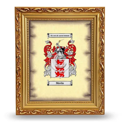 Mavin Coat of Arms Framed - Gold