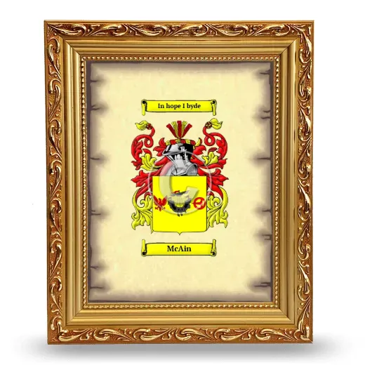 McAin Coat of Arms Framed - Gold