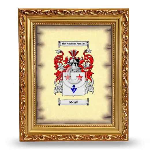 McAll Coat of Arms Framed - Gold