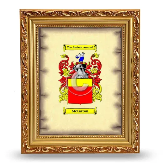 McCarron Coat of Arms Framed - Gold