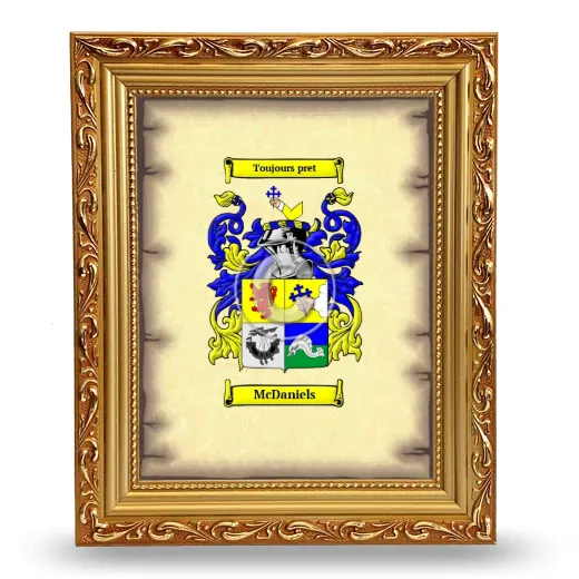 McDaniels Coat of Arms Framed - Gold