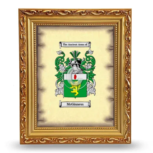 McGinness Coat of Arms Framed - Gold
